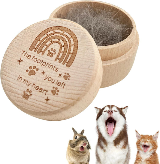 Wooden Pet Urns for Dogs,Pet Memorial Gifts Box,Cat Keepsake Box with Pet Paw Engraving,Memorial Hair Tooth Nails Ashes Container for Cat,Loss Sympathy Gifts for Pet Lovers (Rainbow)