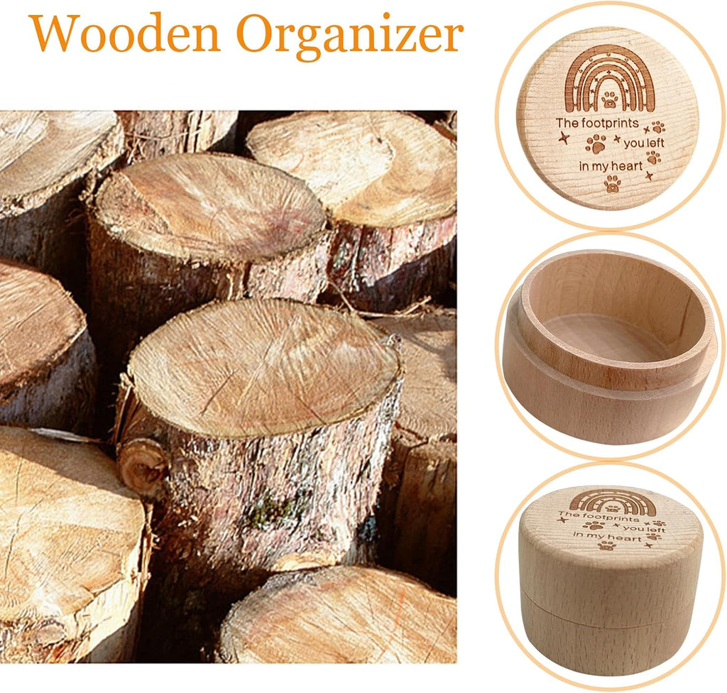 Wooden Pet Urns for Dogs,Pet Memorial Gifts Box,Cat Keepsake Box with Pet Paw Engraving,Memorial Hair Tooth Nails Ashes Container for Cat,Loss Sympathy Gifts for Pet Lovers (Rainbow)