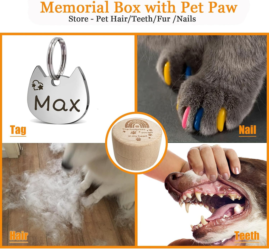 Wooden Pet Urns for Dogs,Pet Memorial Gifts Box,Cat Keepsake Box with Pet Paw Engraving,Memorial Hair Tooth Nails Ashes Container for Cat,Loss Sympathy Gifts for Pet Lovers (Rainbow)